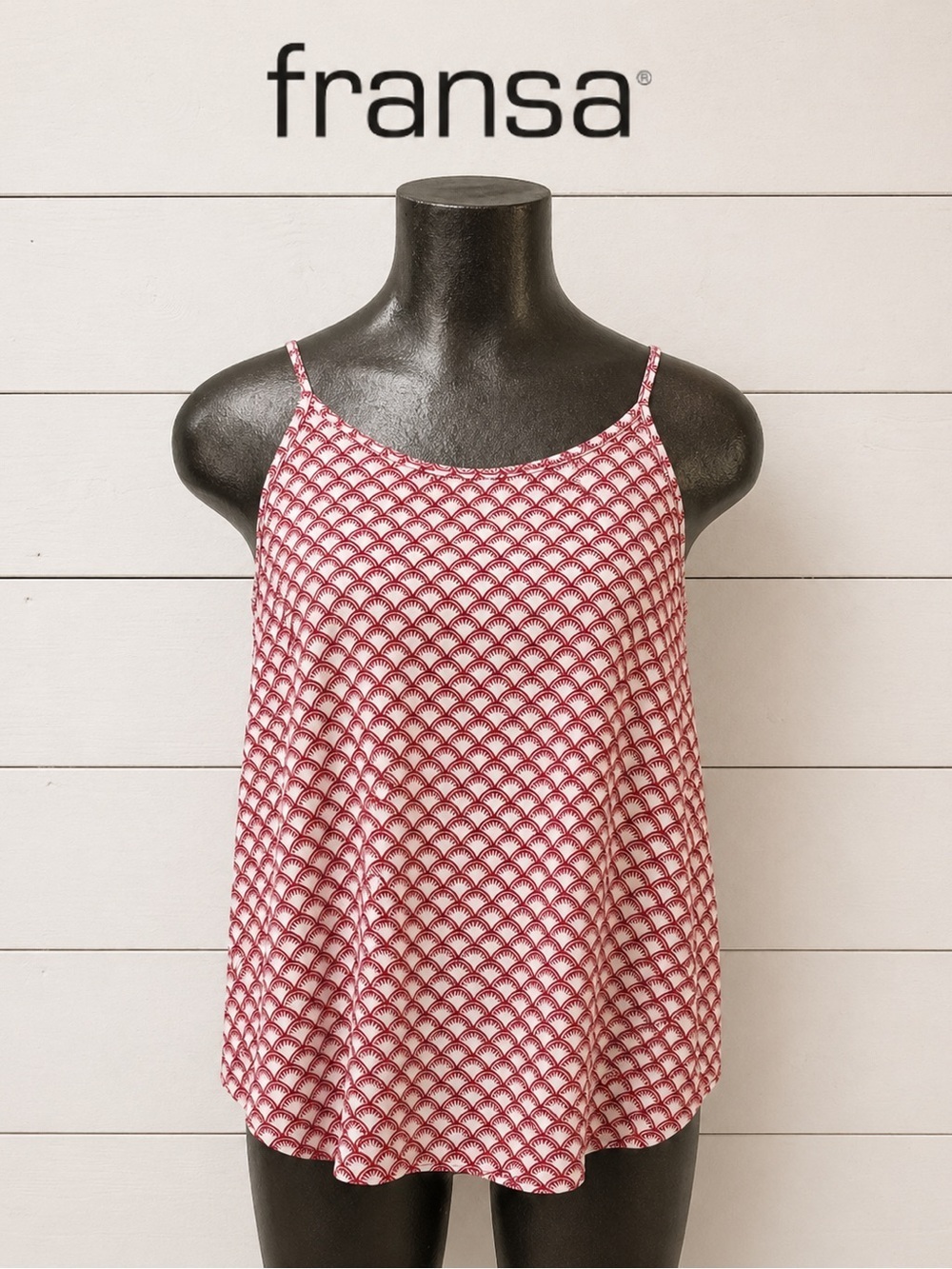 FRANSA Red & Ivory Geometric Print Camisole – Size M